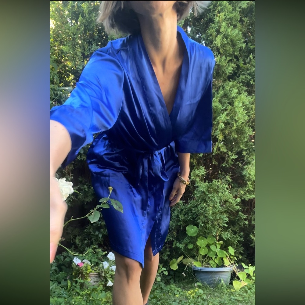 Bridesmaid Blue Satin Robe